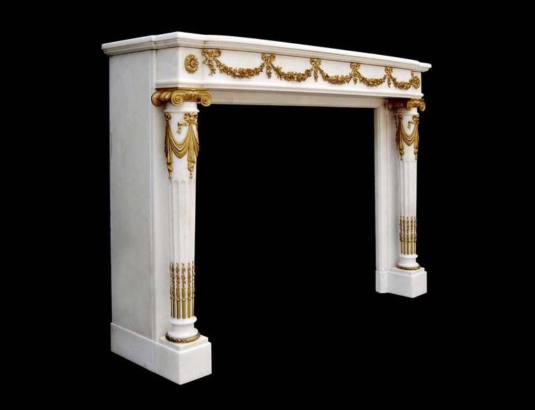 French Louis the 16th style marble and bronze fireplace - 19th century