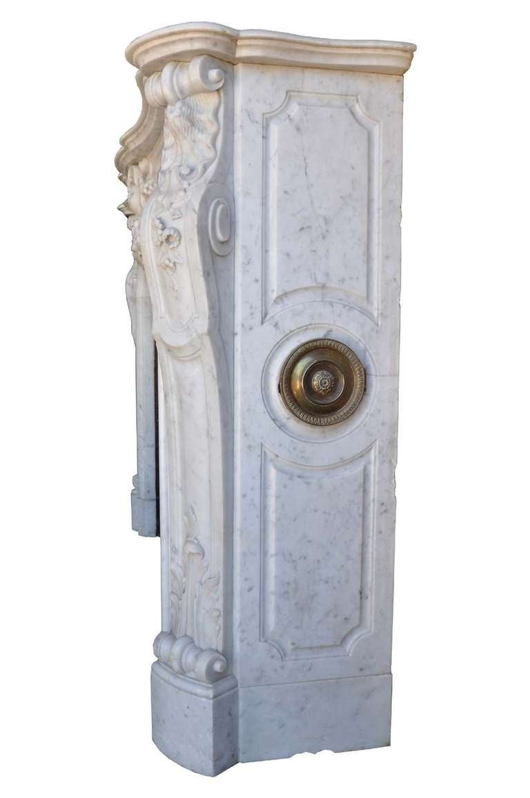 French Louis the 15th style white marble and cast iron fireback - 19th century 4