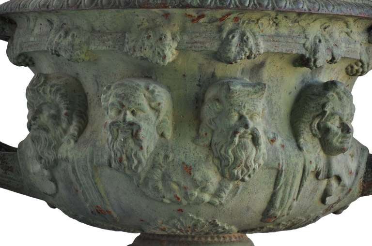Classical Roman Pair of Cast Iron Copies of the Warwick Vase by J. J. Ducel Foundry - Paris