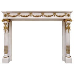 French Louis the 16th style marble and bronze fireplace - 19th century