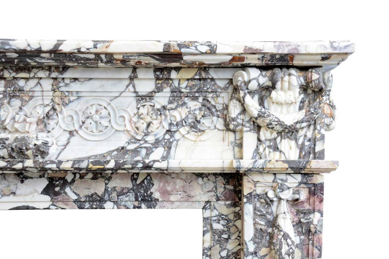 Louis XVI Style African Breccia Marble Fireplace, 19th Century 1