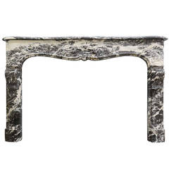 French Louis 15 Black Marquina Marble Fireplace, 18th Century