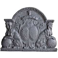 French Louis XIV Period Cast Iron Fireback, Late 17th Century