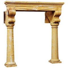 French Directoire period limestone fireplace - 18th century
