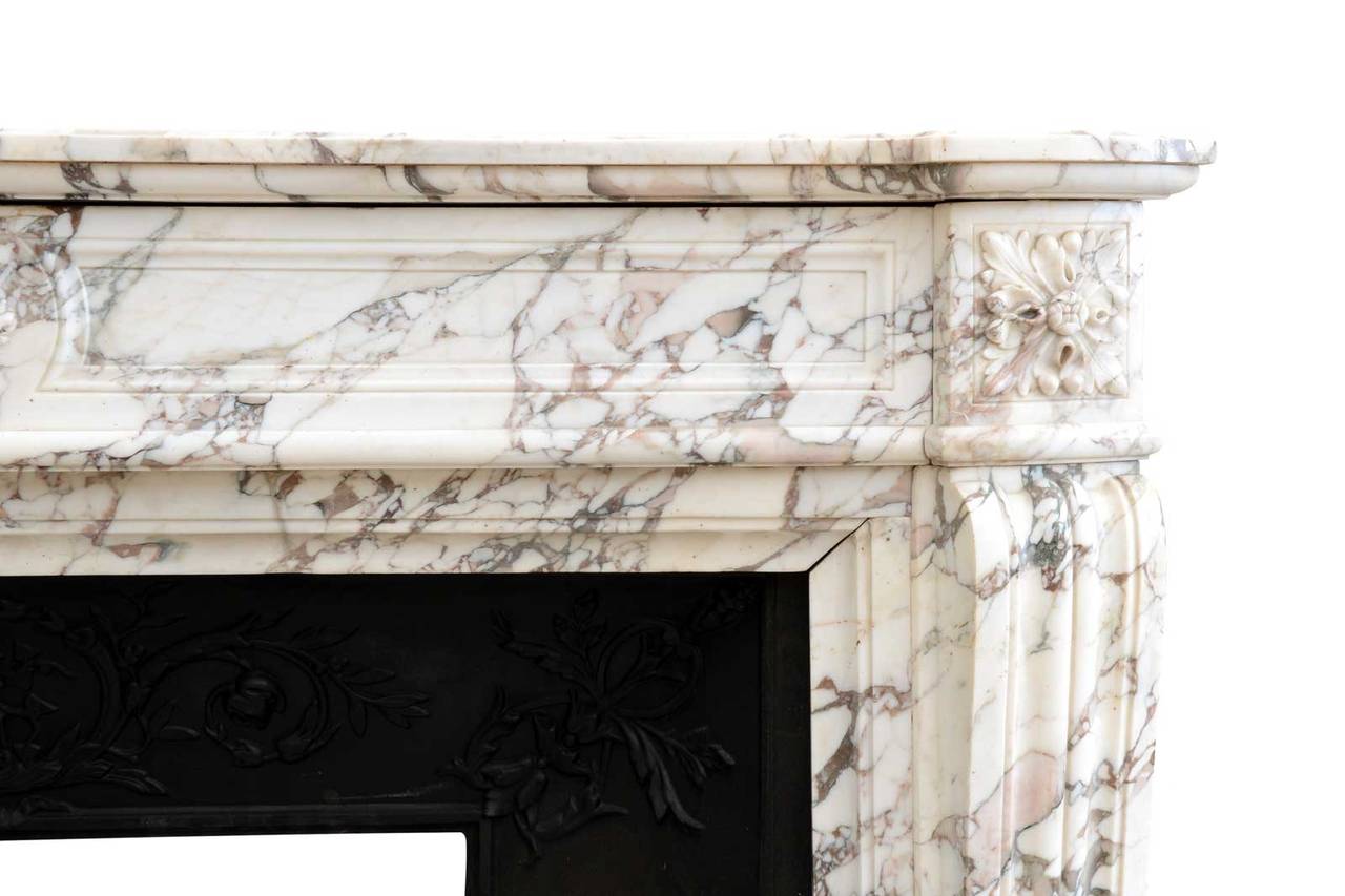 Louis XVI Style Arabescato Marble Fireplace, 19th Century 1