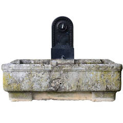 Antique Limestone and Cast Iron Mural Fountain, 18th Century
