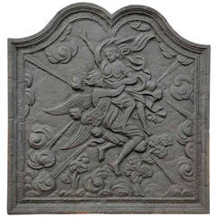 Antique Cast Iron Fireback Representing the Abduction of Oreithyia, 18th Century