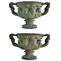 Pair of Cast Iron Copies of the Warwick Vase by J. J. Ducel Foundry - Paris