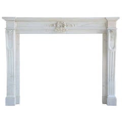 French Louis the 16th style white marble fireplace - 19th century.