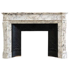Louis XVI Style Arabescato Marble Fireplace, 19th Century
