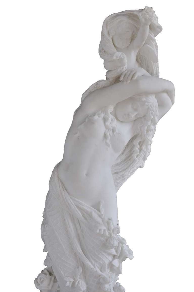 EDWARD R. THAXTER (AMERICAN 1857-1881). Awakening, a water nymph at dawn. Signed E. R THAXTER. Carrara marble. # E6424

Biography :
Edward Thaxter was only twenty-four years old when he died, but in his brief career as a sculptor he garnered