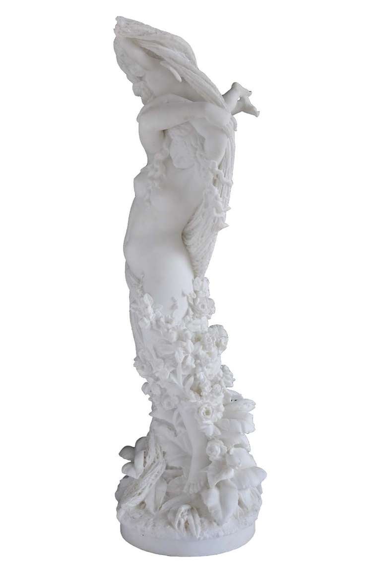 Carrara Marble Awakening, a Water Nymph at Dawn - Edward R. Thaxter (1857-1881)