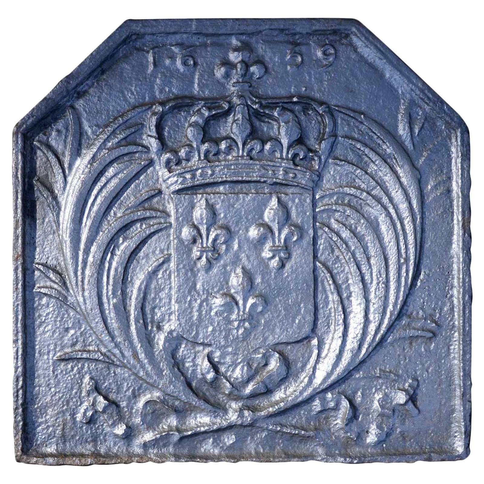 Cast Iron Fireback with the Royal Arms of France, 17th Century