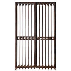 French gothic style cast iron and iron grille - 19th century