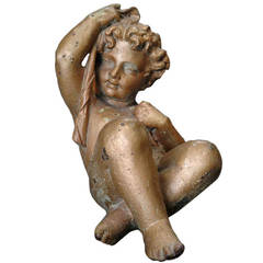 Antique Cast iron figure of a putto (Candelabra  element) - 19th century