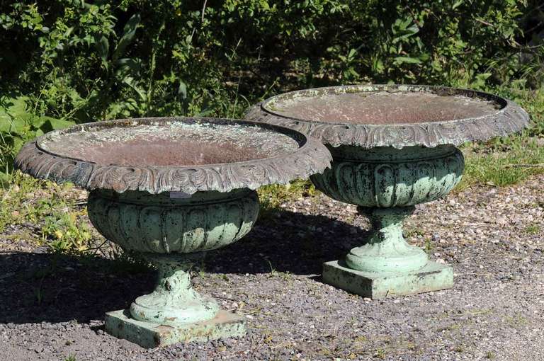 A pair of cast iron vases dated late 19th century. Inscription on the base : OVIDE - MARNE