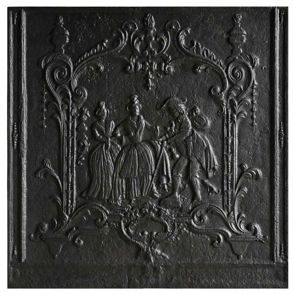 French Louis XIV Period Cast Iron Fireback For Sale