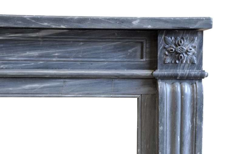 Louis XVI French Louis the 16th style grey marble fireplace - 19th century