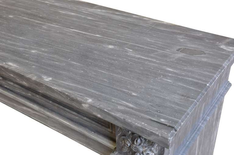 19th Century French Louis the 16th style grey marble fireplace - 19th century