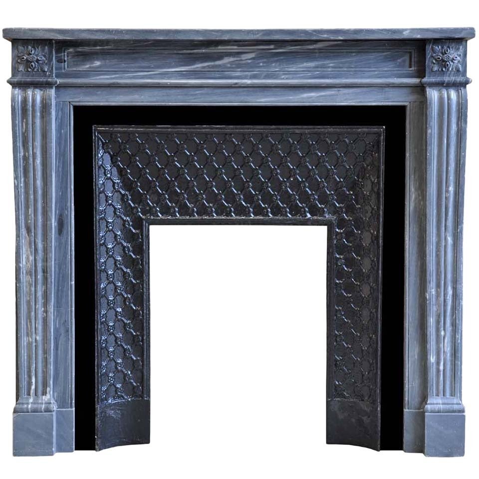 French Louis the 16th style grey marble fireplace - 19th century