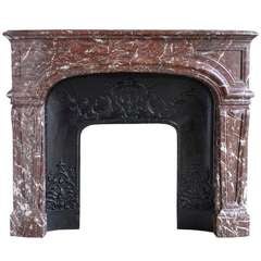 French Louis XIV Style Red Marble Fireplace 19th Century