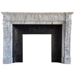 French Louis XVI Style Marble Fireplace - 19th Century