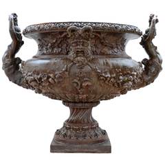 Important Cast Iron Vase, Late 19th Century, Ducel's Foundry, Paris