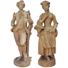 Pair of terra cotta statues