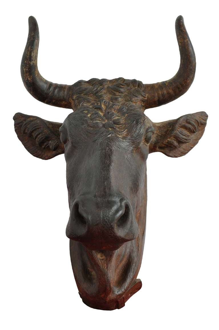 French Cast Iron Salers Cow Head - 19th Century