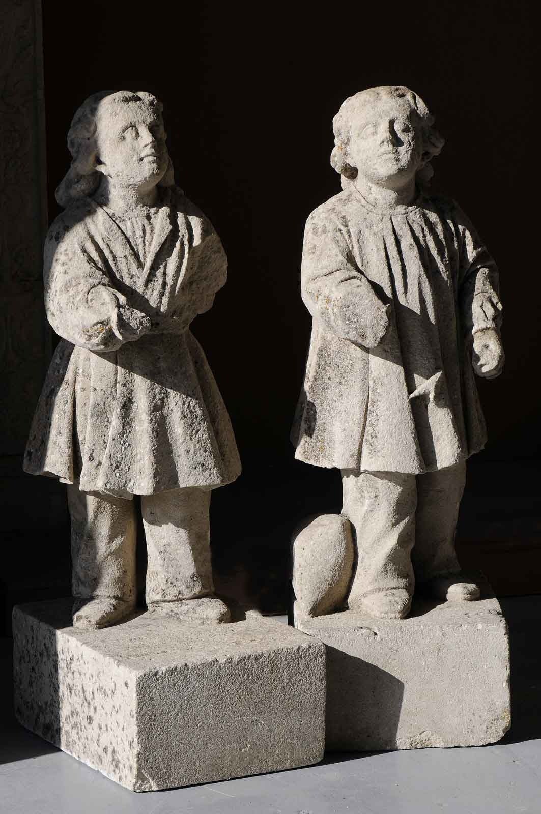 Pair of Stone Statues, 19th Century