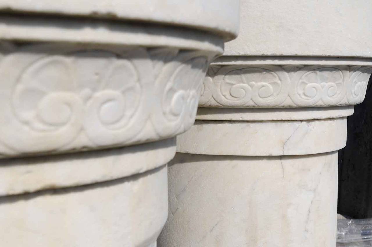 Pair of white marble pedestals - 19th Century.