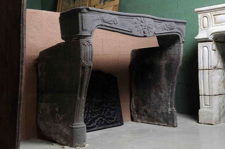 French Louis XV Period Volcanic Stone Fireplace, 18th Century