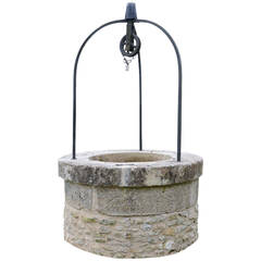 Rustic Country Style Stone and Wrought Iron Well Curbstone, 19th Century 4
