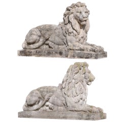 Pair of Composite Stone Lions