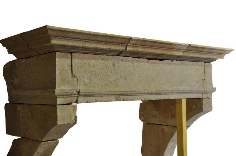 18th Century and Earlier French Louis 13th period limestone fireplace - 17 century