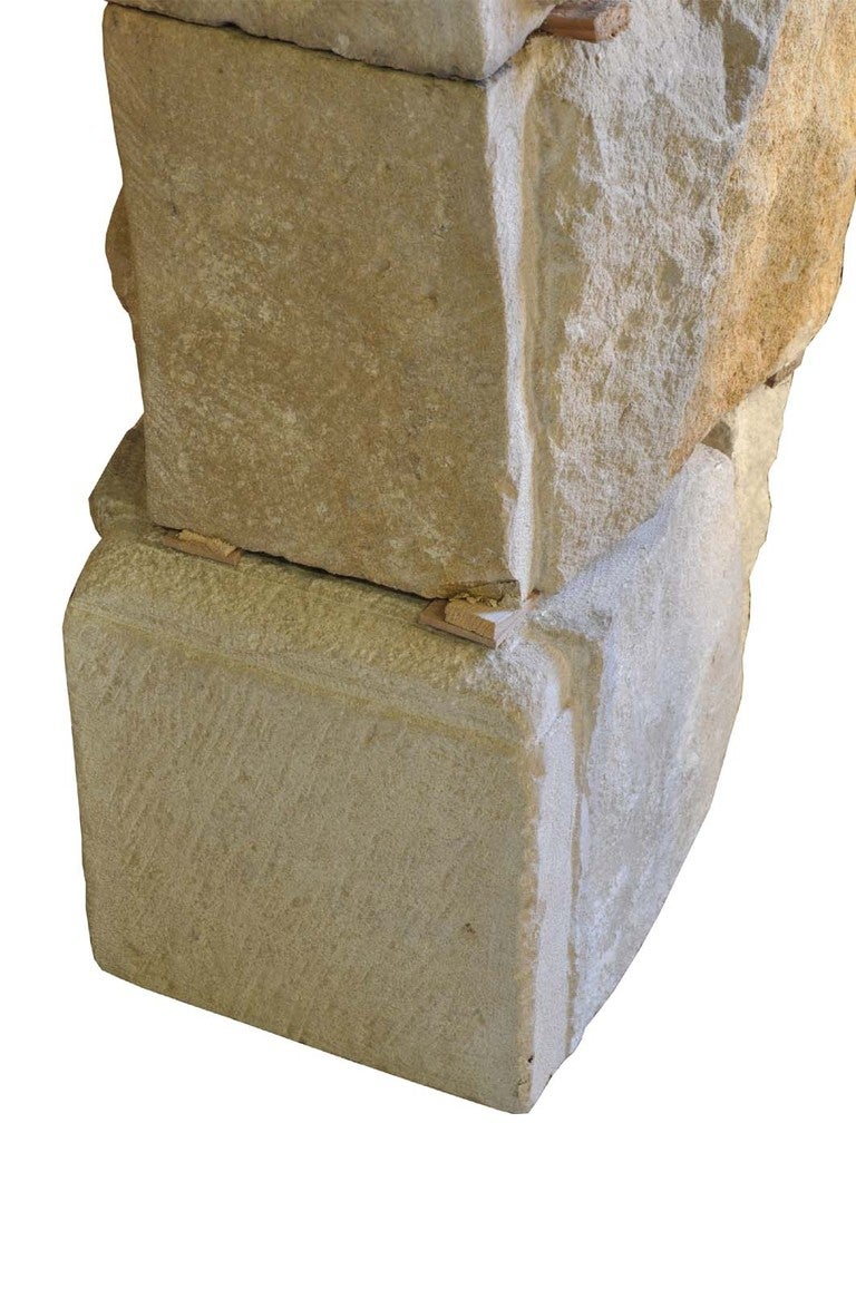 Limestone French Louis 13th period limestone fireplace - 17 century