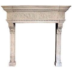 Italian Renaissance style limestone fireplace - late 19th century.