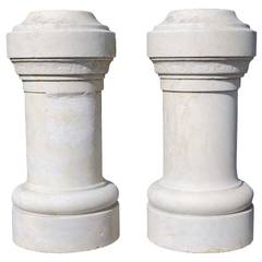Pair of white marble pedestals - 19th Century.