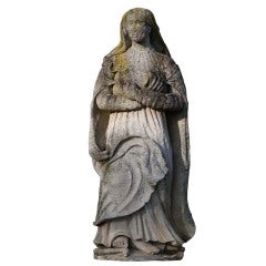 Carved Stone Figure Of The -immaculate Conception- 17th Century.