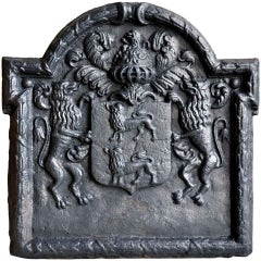 French Louis IV Period Cast Iron Fireback Dated Late 17th Century