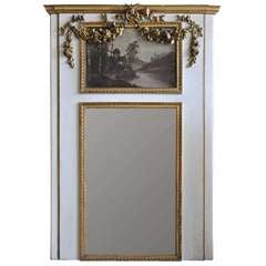 French Louis the 16th Period Gilded and Painted Wood Pier Glass