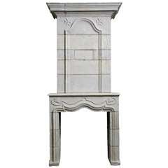 Antique French Louis the 14th Period Limestone Fireplace, Early 18th Century