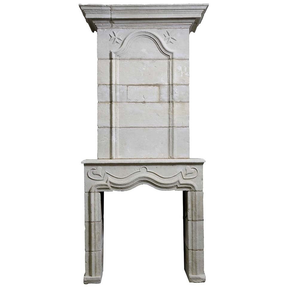 French Louis the 14th Period Limestone Fireplace, Early 18th Century For Sale