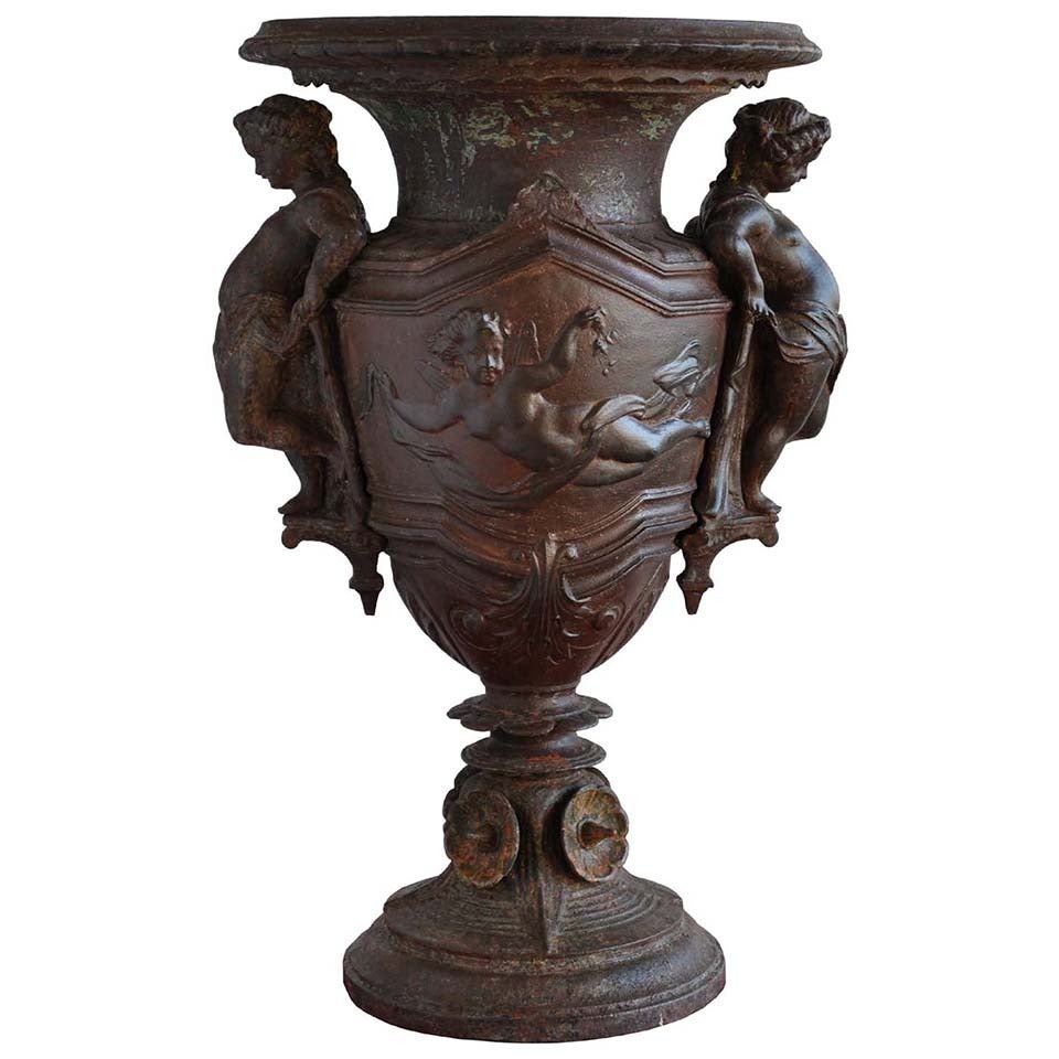 Cast Iron Vase, Late 19th Century For Sale