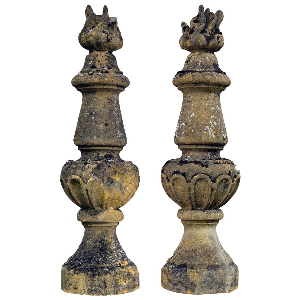 Pair of Stone Fire Urns, 19th Century
