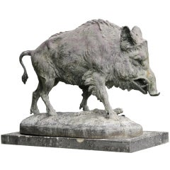 Bronze statue of a boar