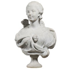 Diana the Huntress - White marble bust