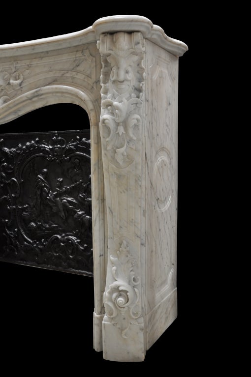 French Louis XV style white marble fireplace 1