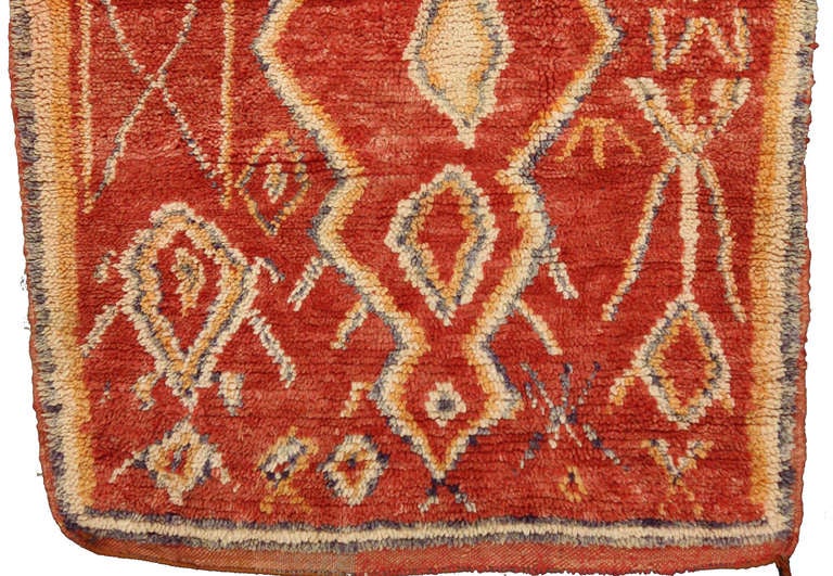 Red Vintage Berber Moroccan Azilal Rug, 03'08