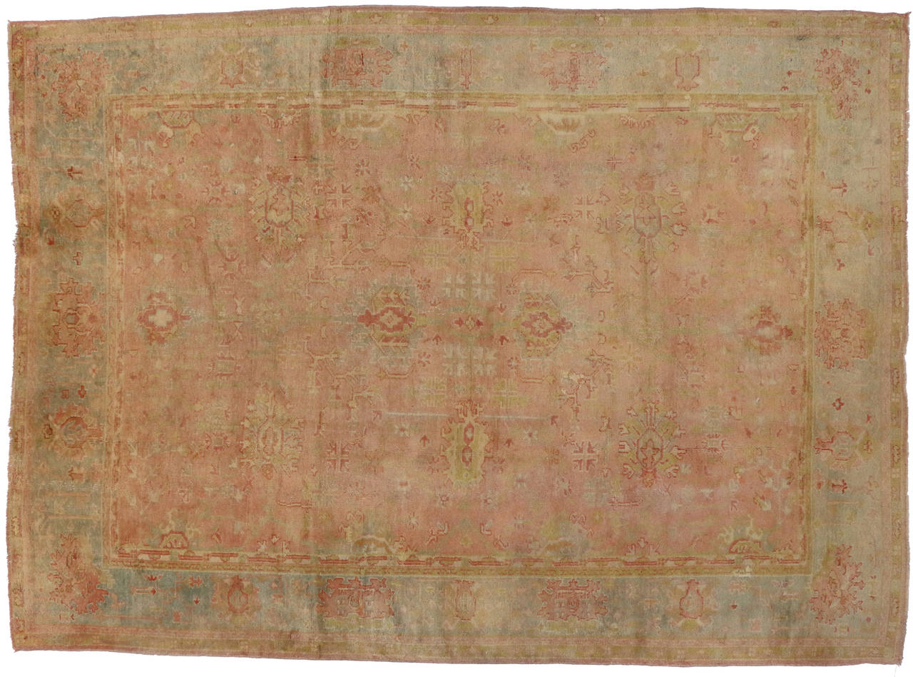 Antique Turkish Oushak Area Rug with Soft Muted Colors For Sale at 1stdibs